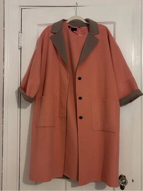 NWT Carlisle “Discreet” Coat Dress – Coral & Taupe | Size 12 | Luxe Minimalist